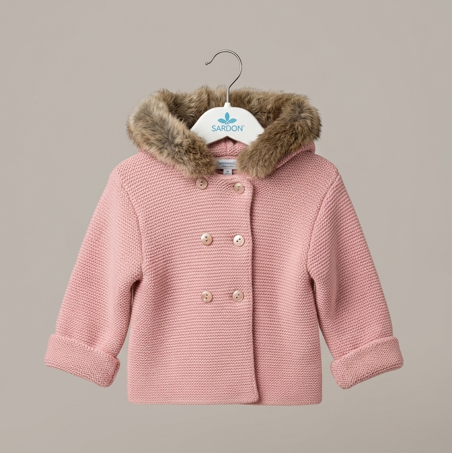 Chaquetón Himalaya color maquillaje con capucha de pelo