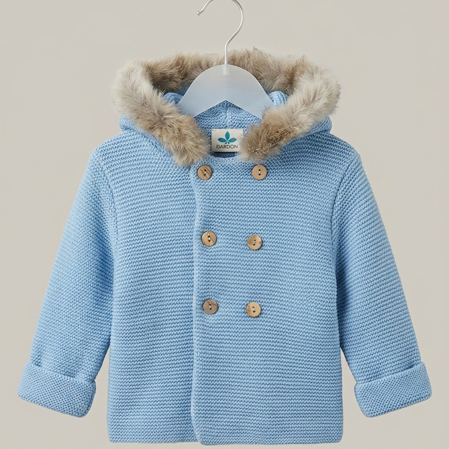 Chaquetón Himalaya color azulado con capucha con pelo
