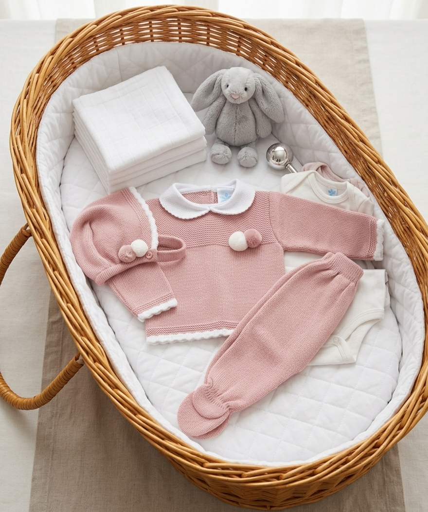 Conjunto Pelayo de punto color rosa 3 piezas
