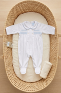 Pelele punto smock blanco/azul