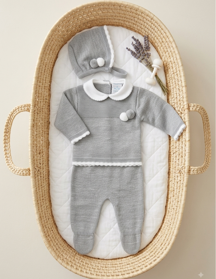 Conjunto Pelayo punto Gris 3 piezas