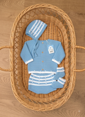 Conjunto de punto Ismael color azulado de 4 piezas