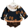Conjunto Ardilla de sudadera y braguita para bebé niña