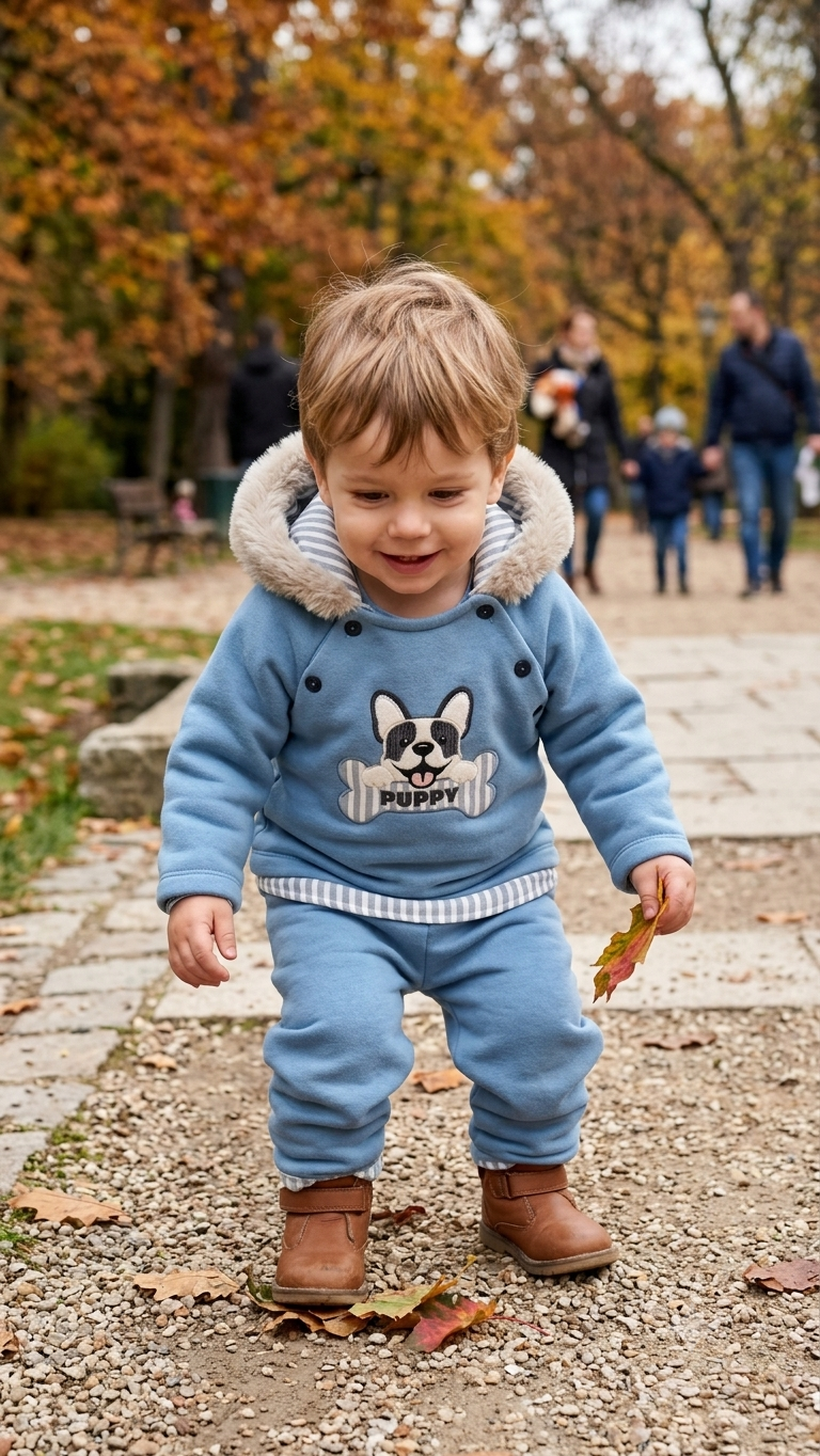 Conjunto Puppy de sudadera con capucha con pelo y jogger para bebé