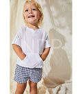 Conjunto Bebé y Niño camisa blanca y short vichy