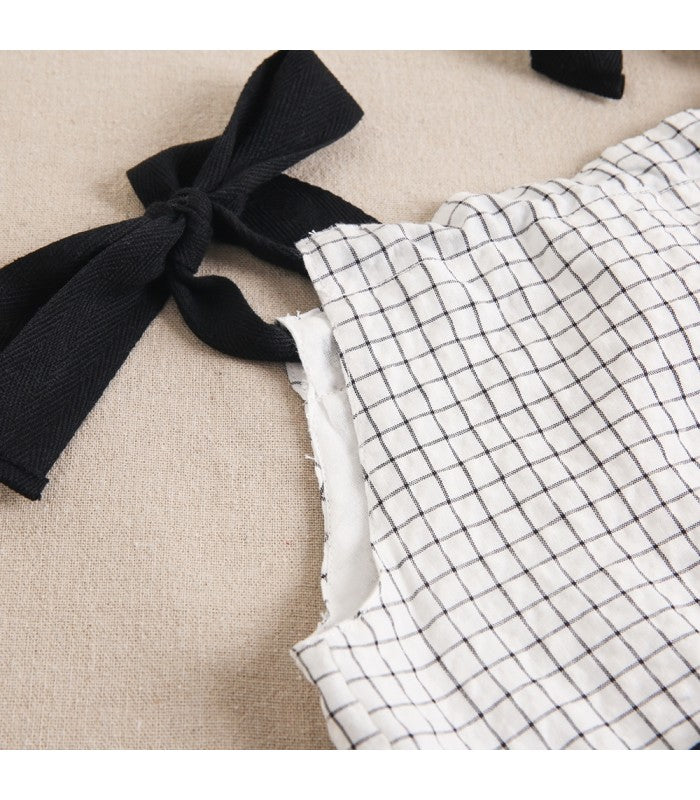 Vestido Niña de tiras negras y cuadros blancos