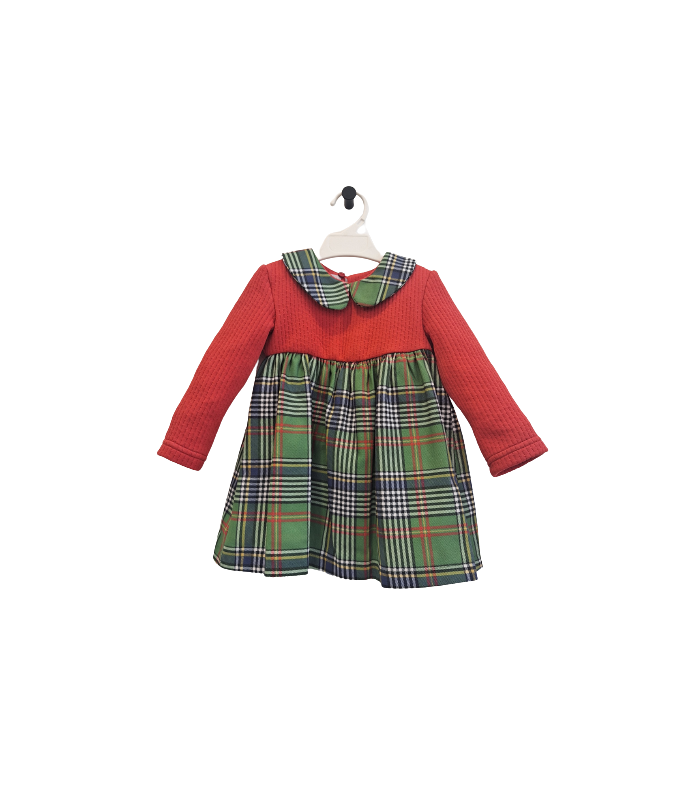 Vestido niña combinado punto y tejido tartán Colección Mico de Vera