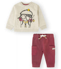Chándal Bebé Niña sudadera beige y pantalón fucsia