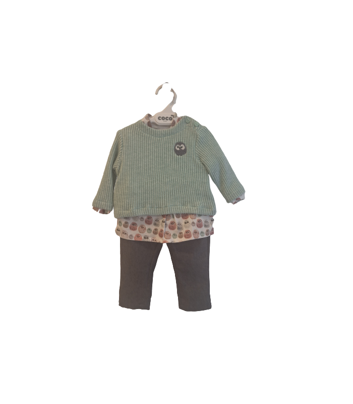 Conjunto Coco Acqua Modelo Búho  Bebé Niño pantalón, camisa y jersey