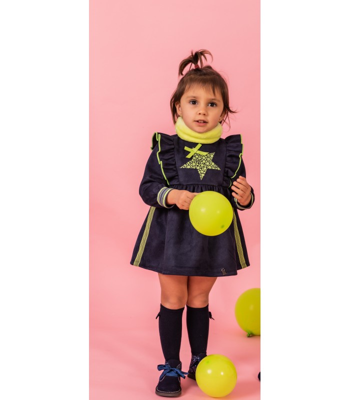 Vestido Bebé Niña antelina azul marino Colección Kira