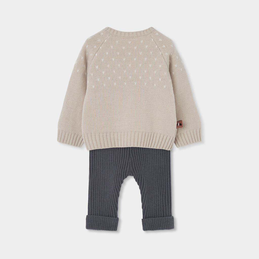 Conjunto bebé beige estampado de pingüino