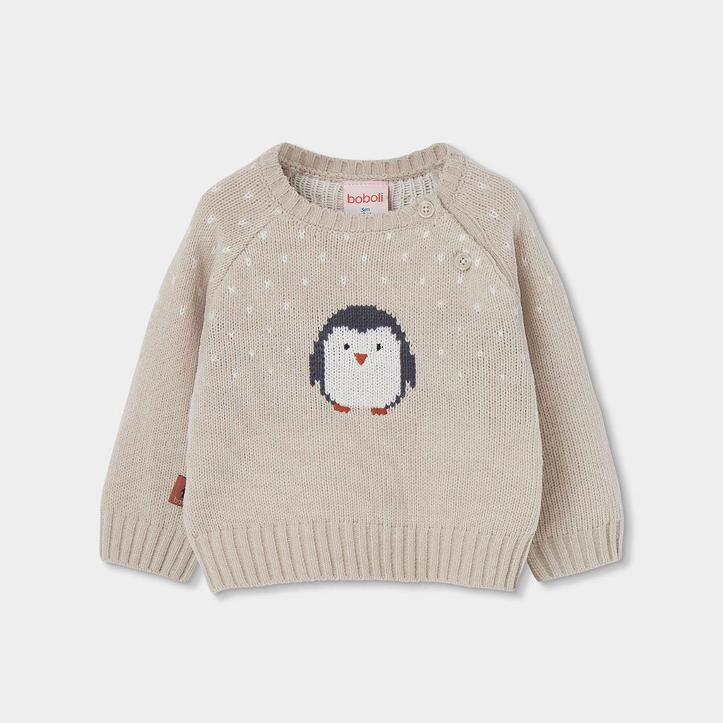 Conjunto bebé beige estampado de pingüino