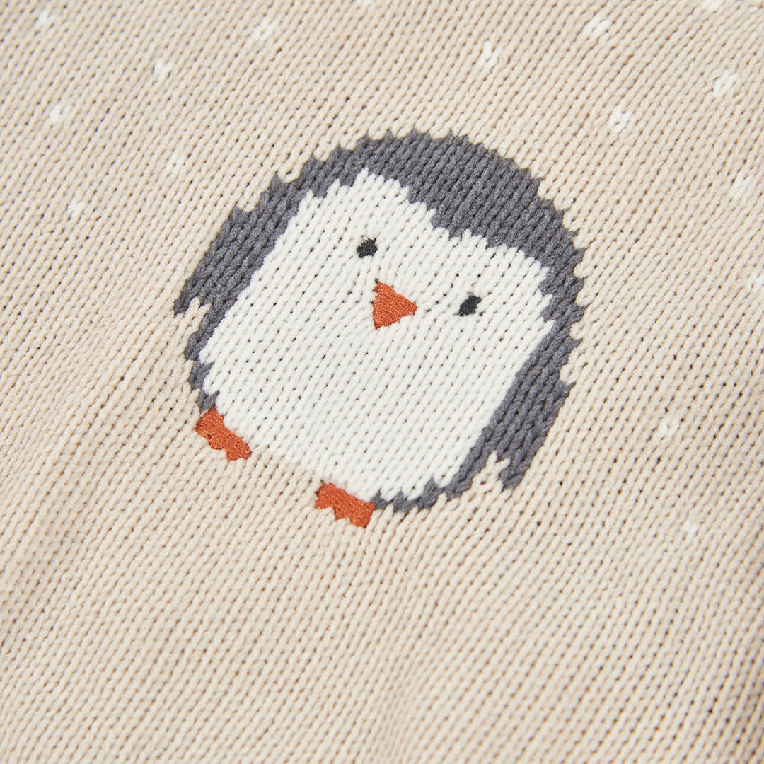 Conjunto bebé beige estampado de pingüino