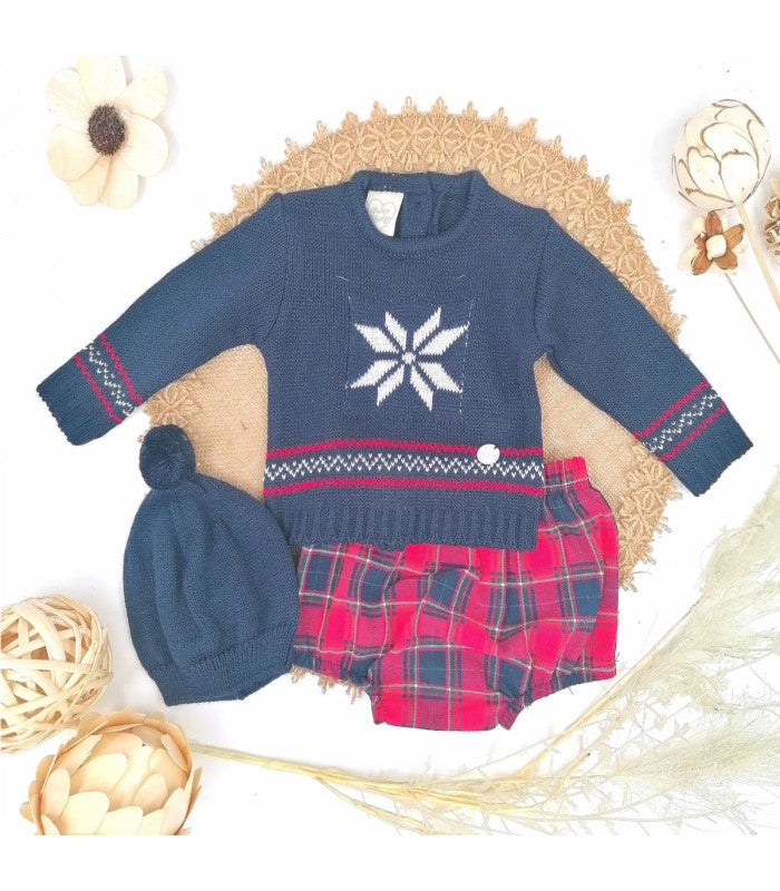 Conjunto Bebé Niño Marino cuadros
