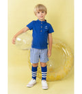 Conjunto Niño polo  azul marino y bermuda vichy blanco y marino. Colección Salomé de Basmarti