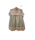 Girl's Christening Dress in Lace with Green Lining
