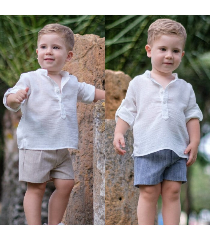 Pantalón corto de lino para Bebé  y Niño Colección Ceres de Nekenia