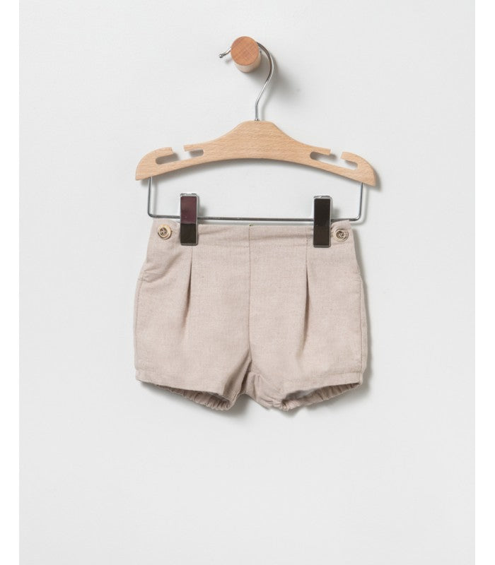 Conjunto  de bebé Niño de bloomer y camisa de rayas tostado