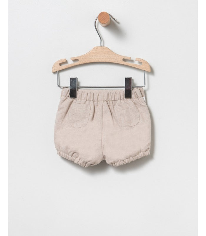Conjunto  de bebé Niño de bloomer y camisa de rayas tostado