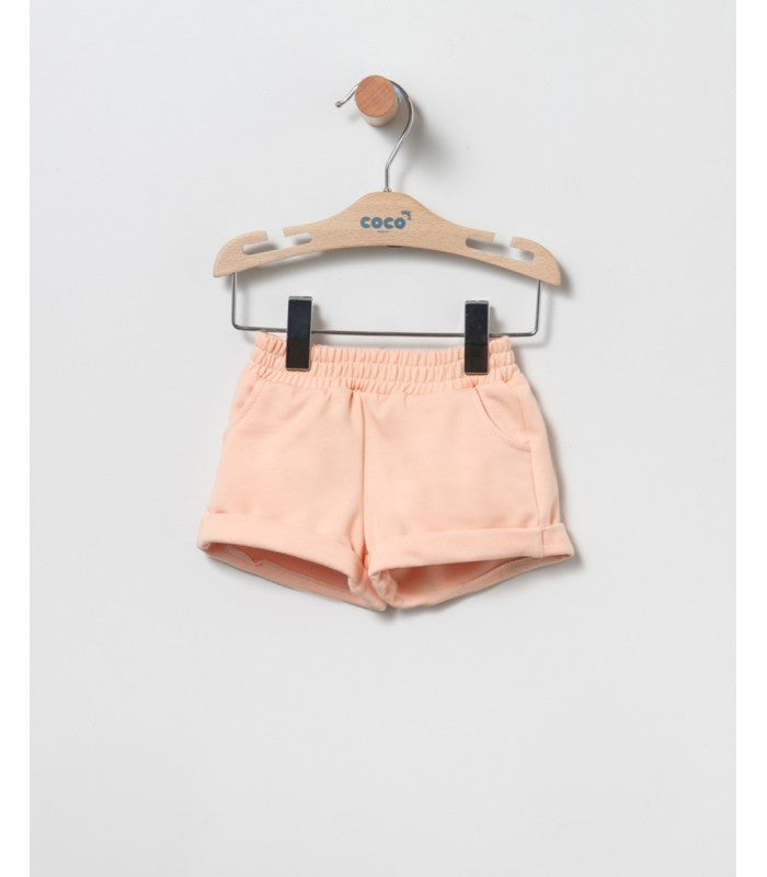 Conjunto Bebé Niña de sudadera y short de felpa color mandarina