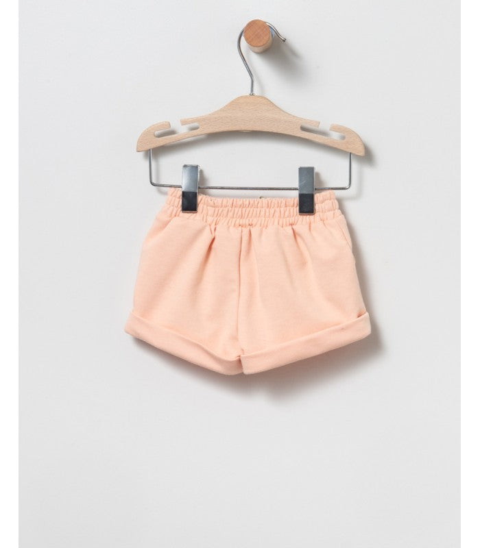 Conjunto Bebé Niña de sudadera y short de felpa color mandarina