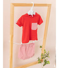 Conjunto bebé niño de polo rojo y bermuda vichy blanco y rojo Modelo La Bomba