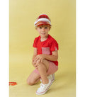 Conjunto Niño de polo rojo y bermuda vichy blanco y rojo. Colección La Bomba