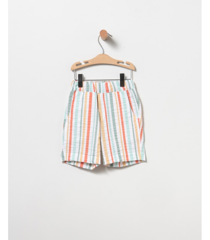 Conjunto Niño de Polo naranja y bermuda de rayas