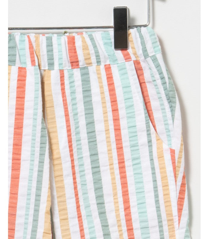 Conjunto Niño de Polo naranja y bermuda de rayas