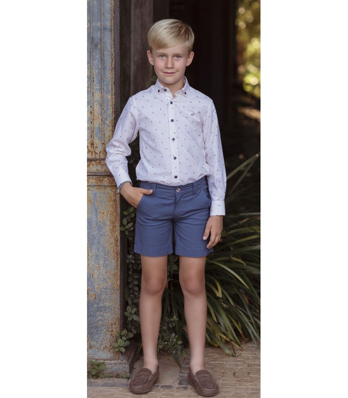Camisa niño de manga larga en tejido de verano