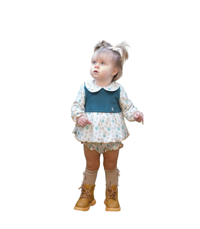 Jesusito Bebé NIña estampado de Zorros. Colección Teal