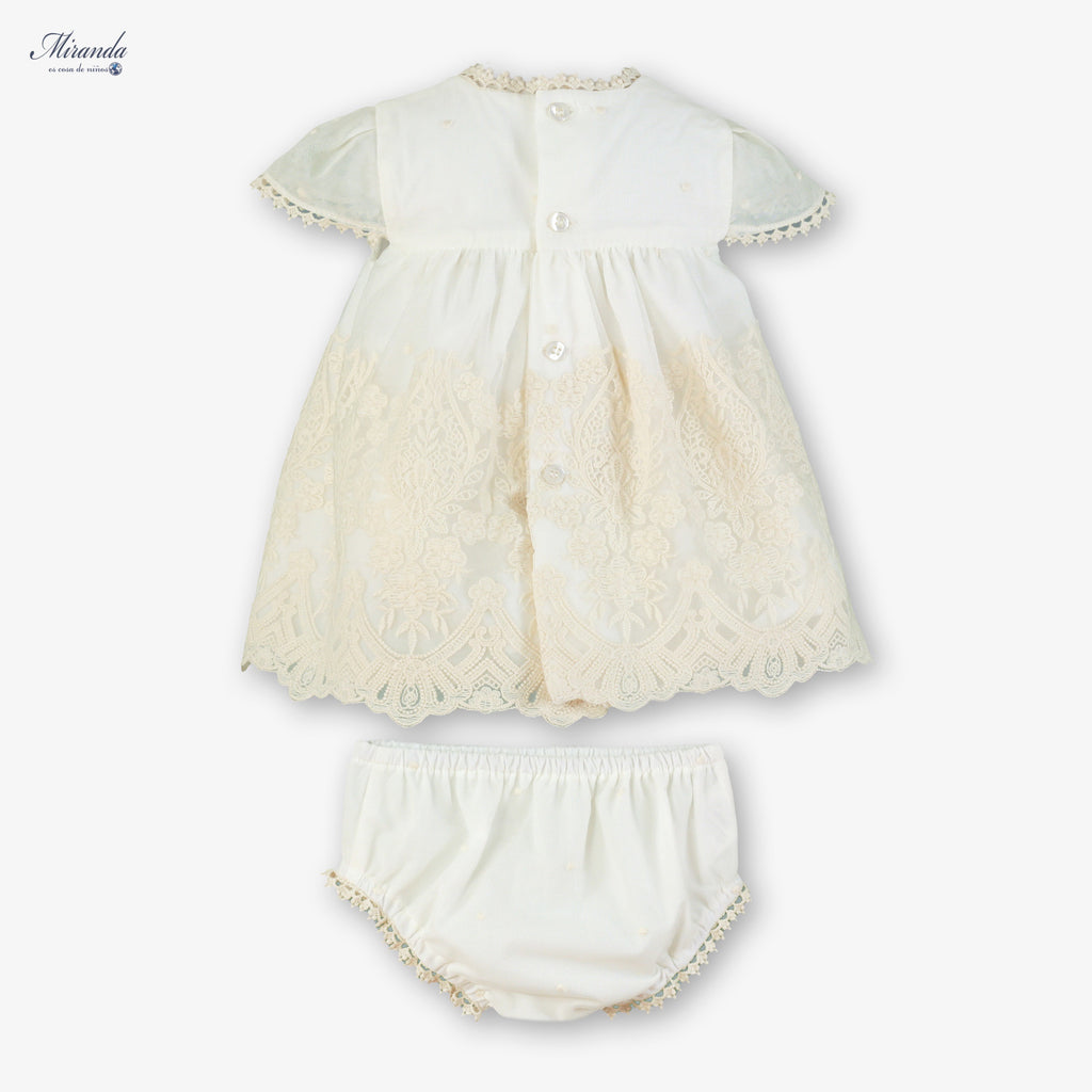 Vestido de Bautizo  con braguita y capota
