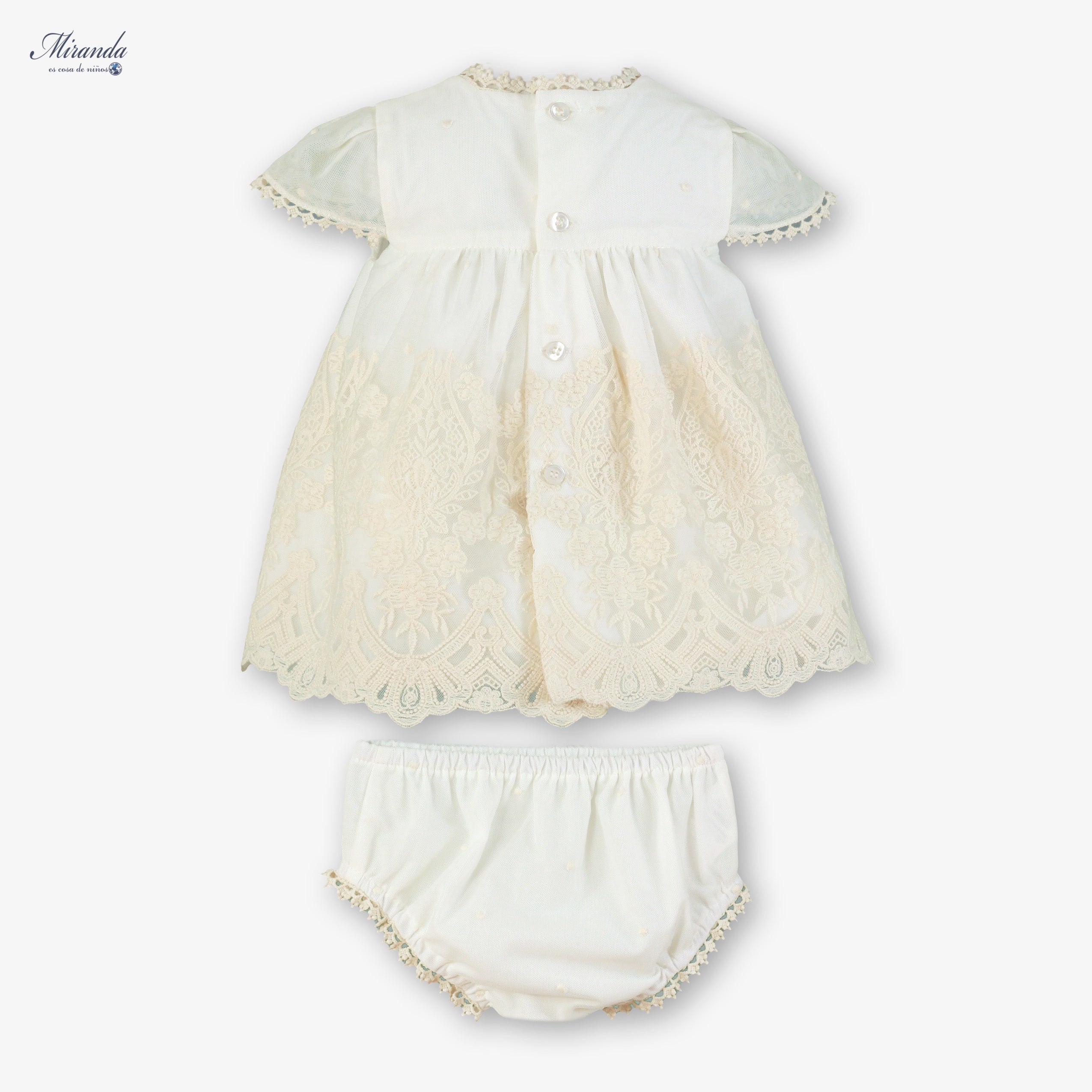 Vestido de Bautizo  con braguita y capota