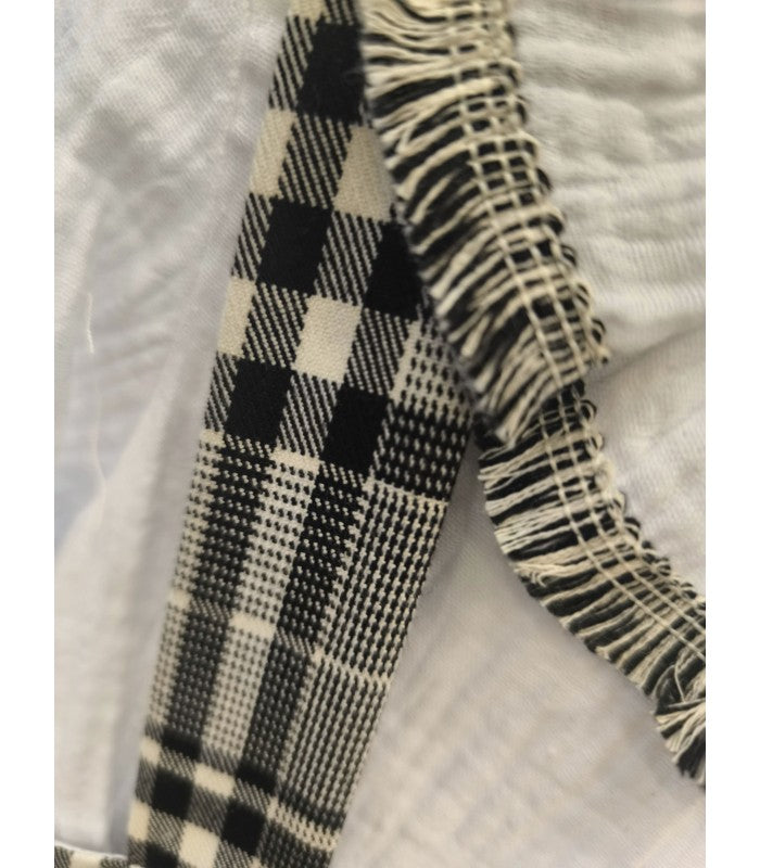 Baby Girl blouse and plaid dungaree skirt set La Dama de las Camelias Collection Basmarti