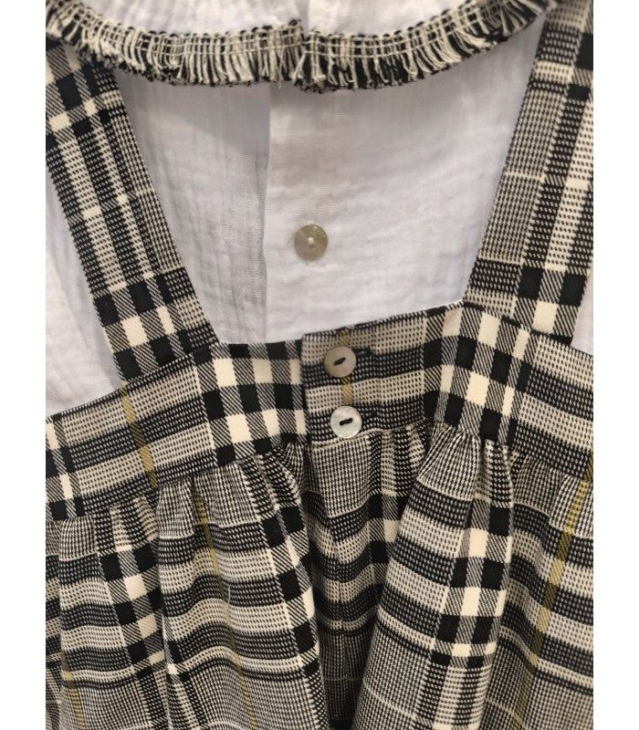Baby Girl blouse and plaid dungaree skirt set La Dama de las Camelias Collection Basmarti