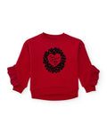Sudadera de niña de felpa con estampado floral y volantes decorativos
