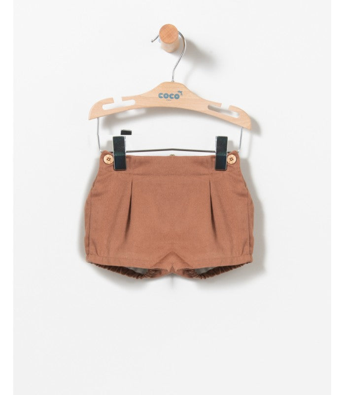 Conjunto bebé niño de sudadera y bloomer tostado