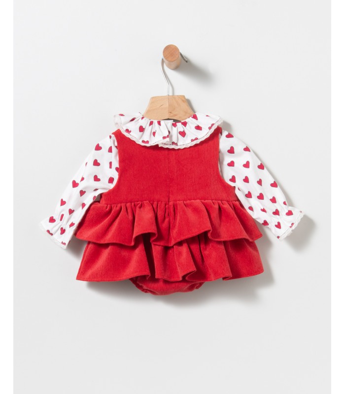 Ranita bebé niña con blusa corazones rojo