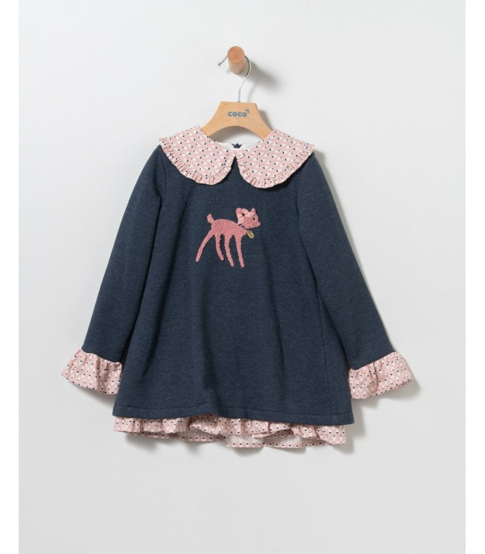 Vestido Niña de felpa estampado rosa