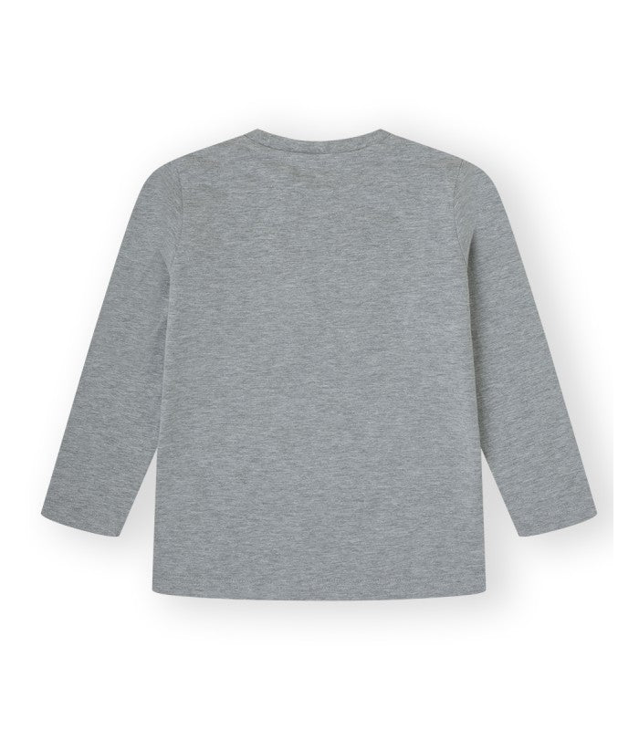 Camiseta niño gris estampada manga larga. Modelo Bear