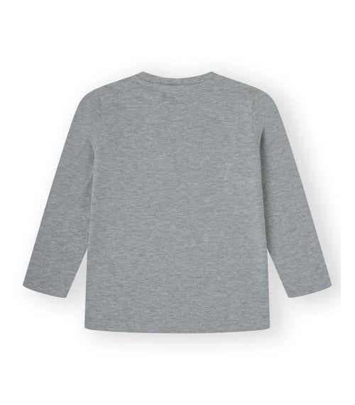 Camiseta niño gris estampada manga larga. Modelo Bear