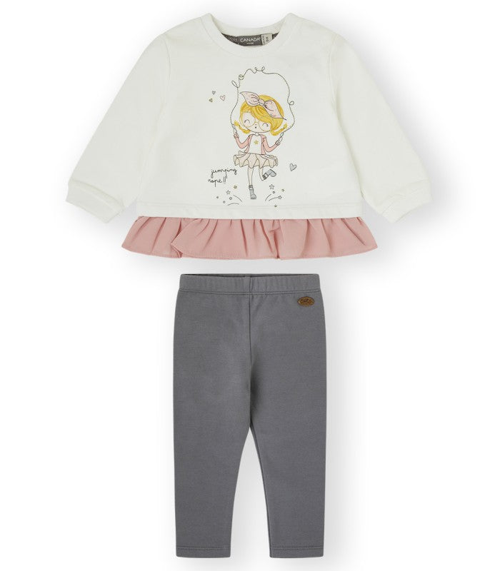 Conjunto bebé niña de sudadera y malla. Modelo Jumping