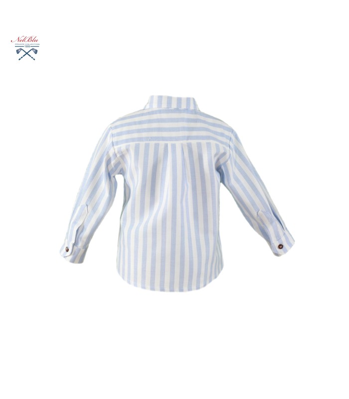 Camisa Bebé Niño manga larga de rayas blanca y azul