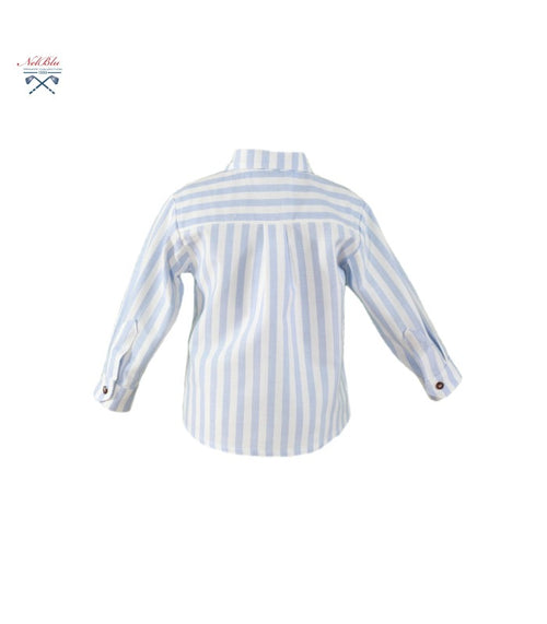 Camisa Bebé Niño manga larga de rayas blanca y azul