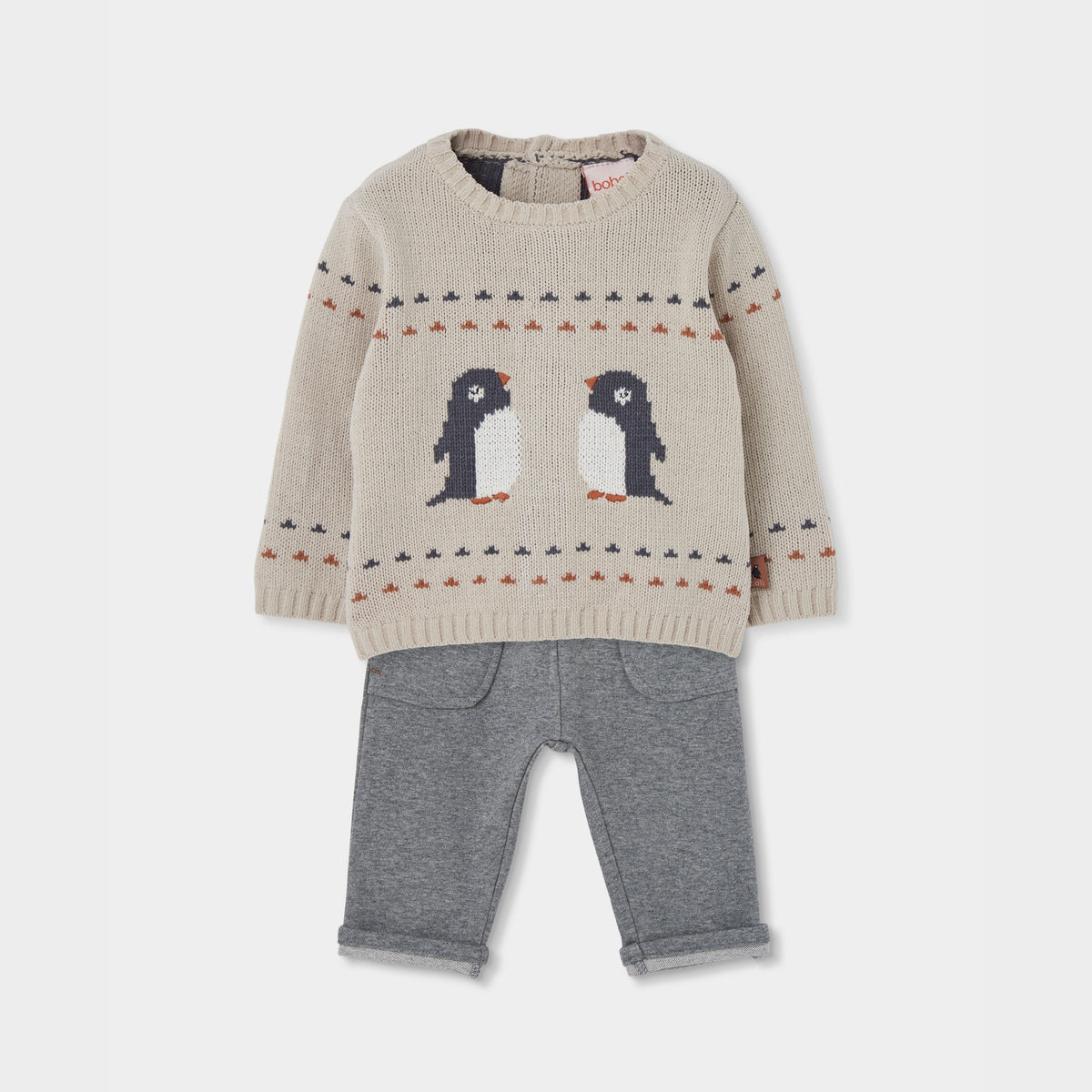 Conjunto punto de bebé niño Modelo Pingüinos