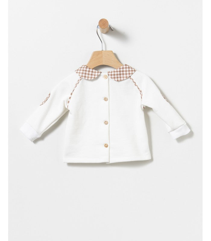 Conjunto bebé Niño de sudadera y bloomer de cuadros tostado