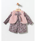 Vestido bebé niña de flores con chaleco de pelo rosa