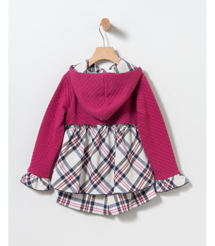 Conjunto Niña de sudadera y short burdeos Modelo Oso de Coco Acqua
