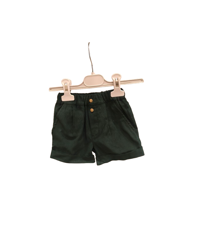 Conjunto bebé niño de camisa de cuadros verdes y pololo en sarga verde