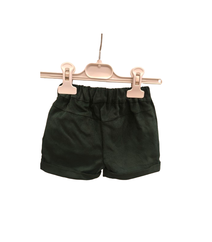 Conjunto bebé niño de camisa de cuadros verdes y pololo en sarga verde